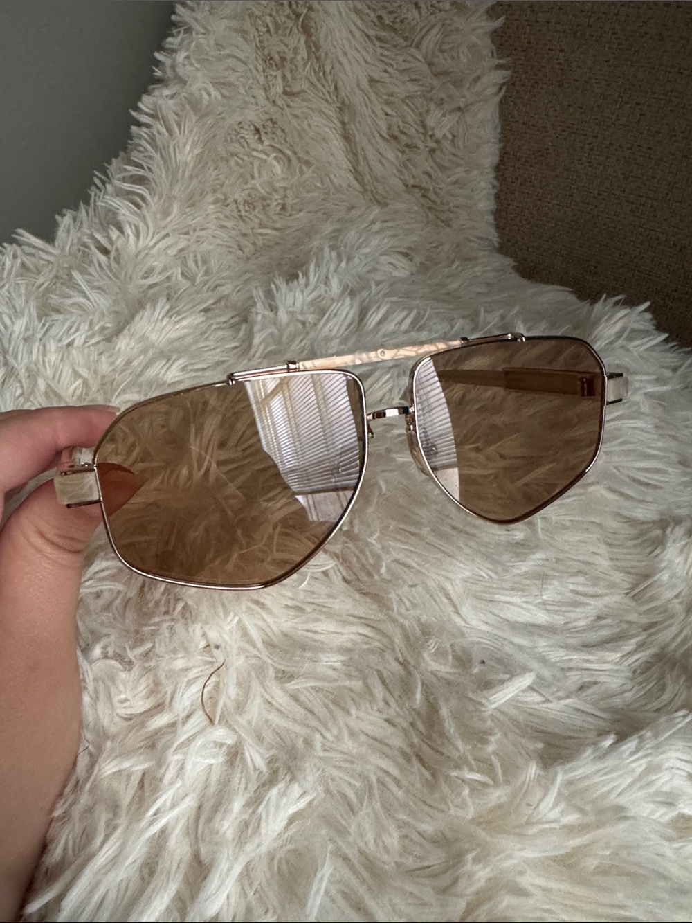 DEZI Rose Gold Frame Sunglasses with Brown Lenses